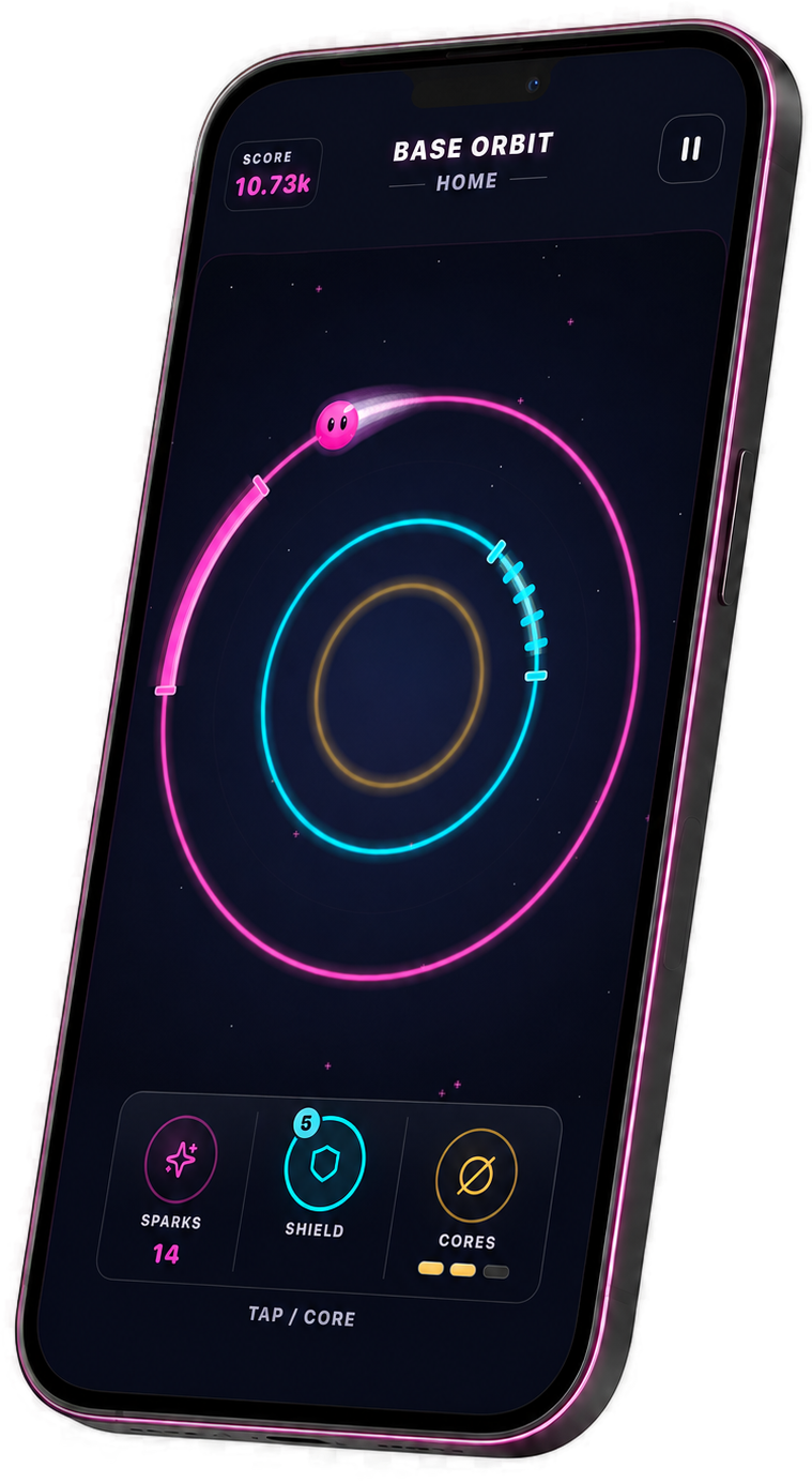 Orbit Drive gameplay — jumping between neon orbits
