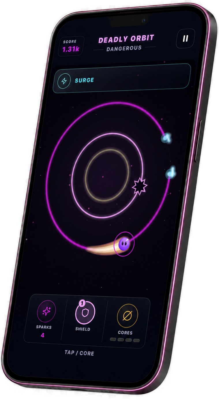 Orbit Drive gameplay — dodging deadly hazards