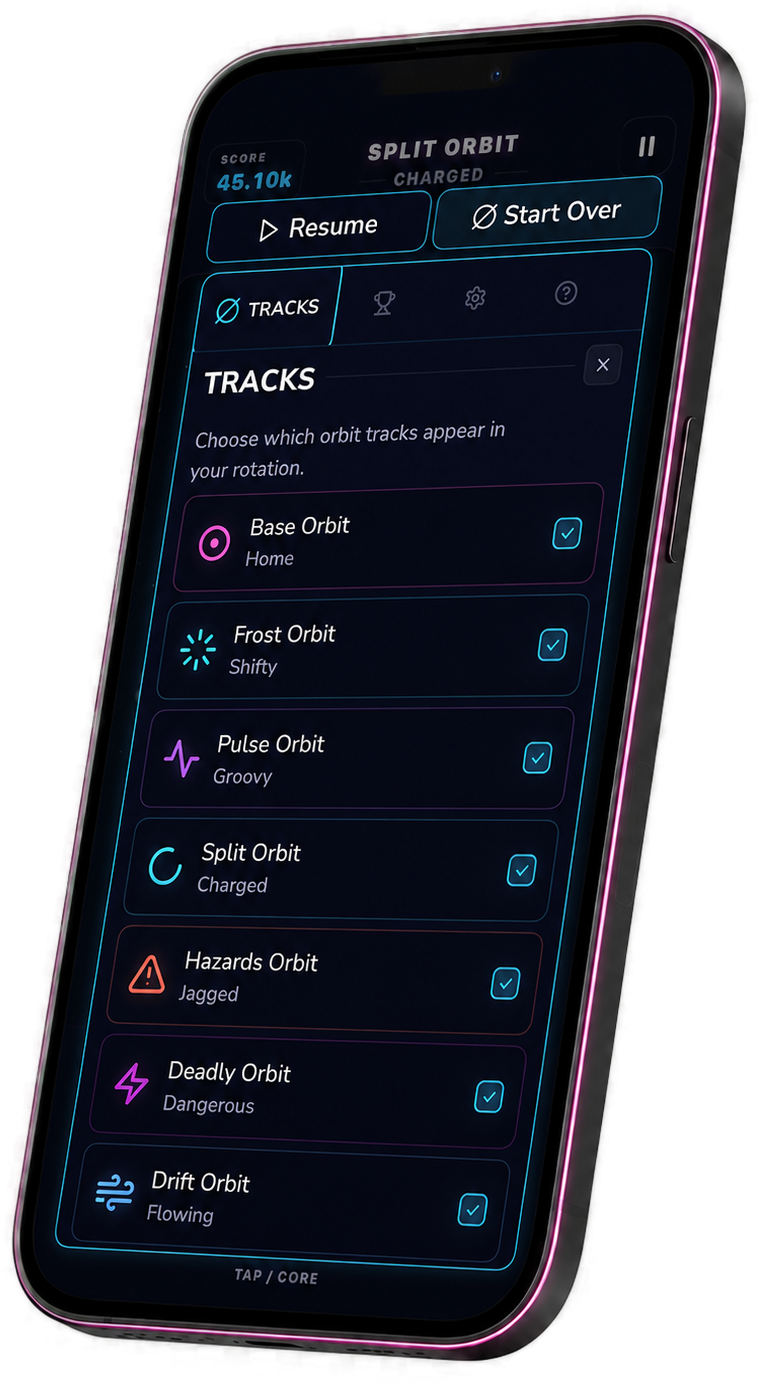 Orbit Drive gameplay — orbital tracks and lanes
